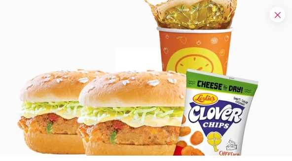 Buy 1 Take 1 5050 Veggie Premium Chicken Burger + Drink + Clover Chips 24G