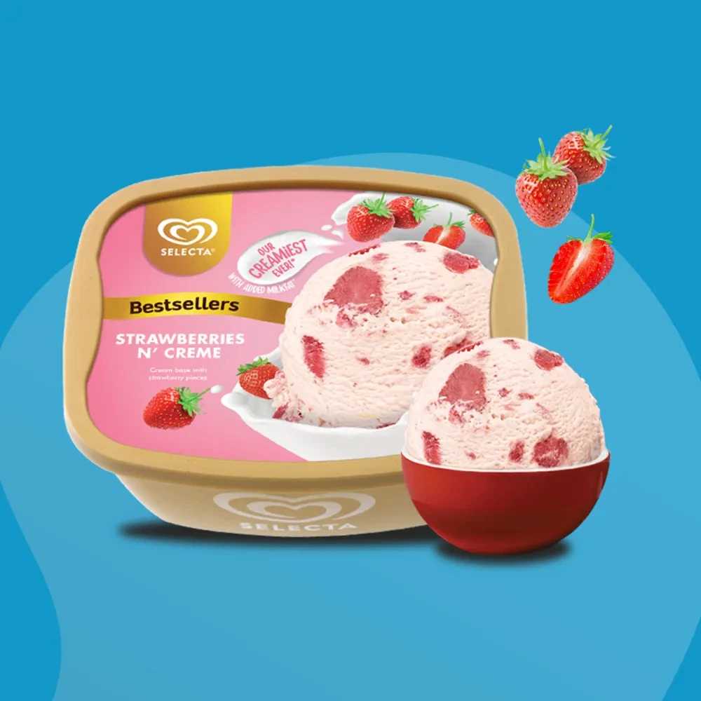 Selecta Strawberries & Cream Ice Cream 1.3L