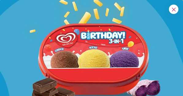 Selecta Birthday 3-in-1 Choco Keso Ube Ice Cream 750ml