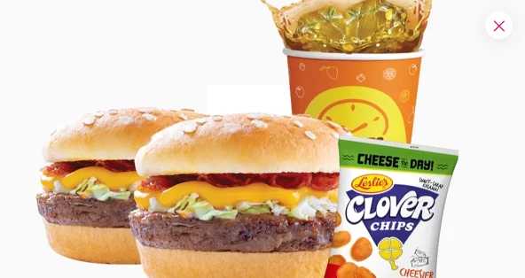 Buy 1 Take 1 Bacon Cheese Burger + Drink + Clover Chips 24G